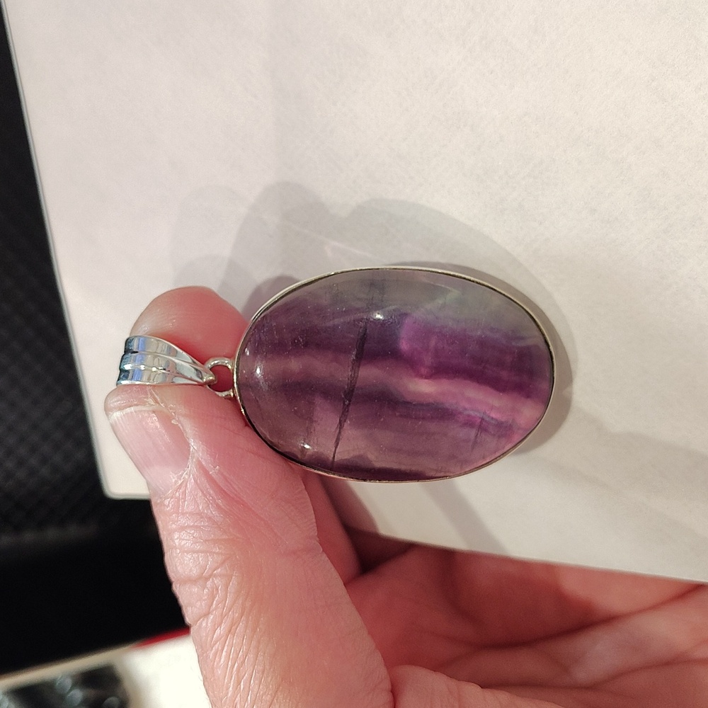 Artisan Sterling Silver Fluorite Pendant